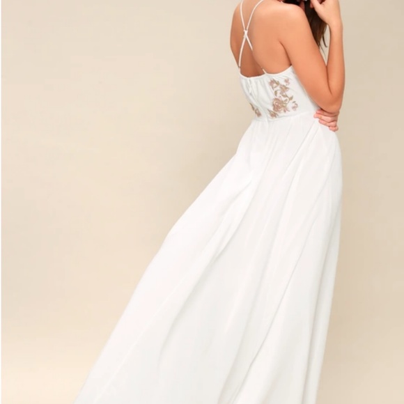 LULU'S PINK AND WHITE EMBROIDERED MAXI DRESS - Picture 4 of 8